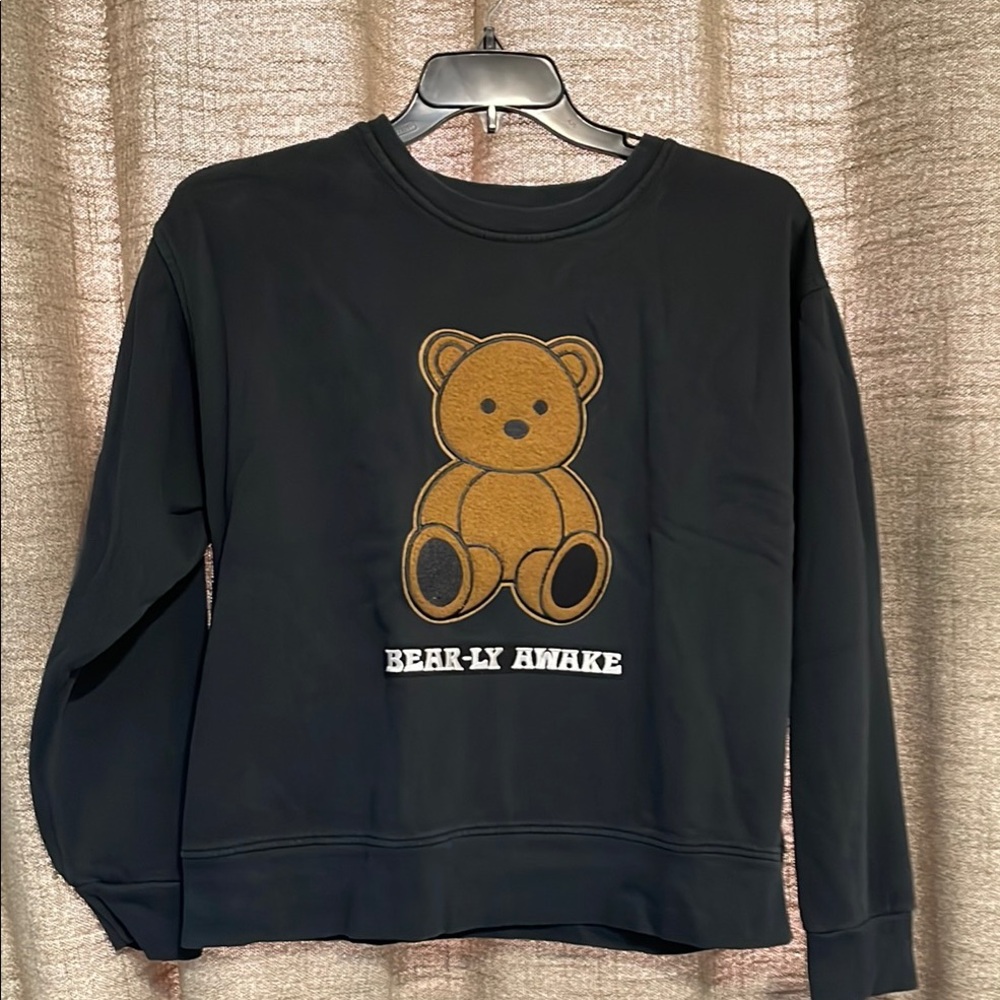 Black Sweatshirt with Bear Design